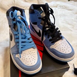 Nike Air Jordan Retro Women’s High-Top Sneakers - Blue, Black, and White size 9